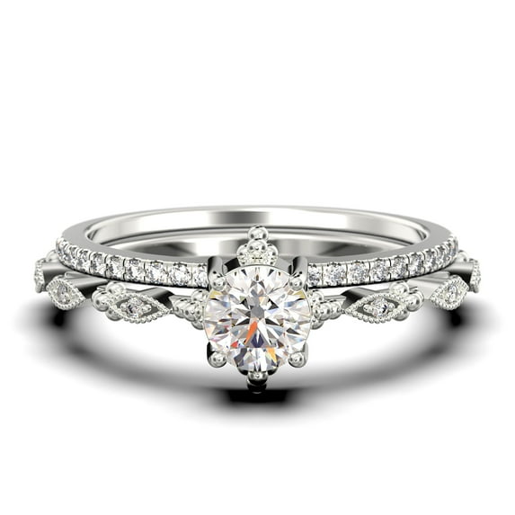 Dazzling Boho & Hippie 1.75 Carat Round Diamond Moissanite Engagement Ring, Wedding Ring In 925 Sterling Silver With 18K White Gold Plating, Affordable Gift, Bridal Set, Matching Band