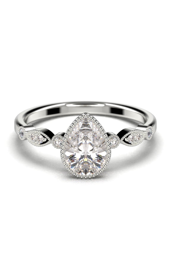 Dazzling Boho & Hippiepie 1.25 Carat Pear Cut Diamond Moissanite Engagement Ring Classic Wedding Ring In 925 Sterling Silver With 18K White Gold Plating, Birthday Gift, Promise Ring, Anniversary Ring