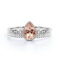 thumbnail image 1 of Dazzling Boho & Hippiepie 1.75 Carat Pear Cut Morganite And Diamond Moissanite Engagement Ring, Classic Wedding Ring, One Matching Band In 10K Solid White Gold, Birthday Gift, Promise Ring, 1 of 3
