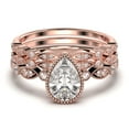 thumbnail image 1 of Dazzling Boho & Hippiepie 2.25 Carat Pear Cut Diamond Moissanite Engagement Ring, Classic Wedding Ring, Two Matching Band In 10K Solid Rose Gold, Birthday Gift, Promise Ring, 1 of 4
