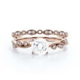 thumbnail image 1 of Dazzling Boho & hippie 1.75 Carat Round Cut Diamond Moissanite Classic Inspired Engagement Ring, Unique Twist Band Wedding Ring in 10k Solid Rose Gold, Gift For Her, Promise Ring, One Matching Band, 1 of 3
