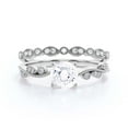 thumbnail image 1 of Dazzling Boho & hippie 1.75 Carat Round Cut Diamond Moissanite Classic Inspired Engagement Ring, Unique Twist Band Wedding Ring in 10k Solid White Gold, Gift For Her, Promise Ring, One Matching Band, 1 of 3