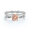 thumbnail image 1 of Dazzling Boho & hippie 1.75 Carat Round Cut Morganite And Diamond Moissanite Classic Inspired Engagement Ring, Unique Twist Band Wedding Ring in 10k Solid White Gold, Promise Ring, One Matching Band, 1 of 3