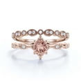 thumbnail image 1 of Dazzling Boho & hippie 1.75 Carat Round Morganite And Diamond Moissanite Engagement Ring, Wedding Ring in 925 Sterling Silver With 18k Rose Gold Plating, Affordable Gift, Bridal Set, Matching Band, 1 of 3