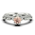 thumbnail image 1 of Dazzling Boho & hippie 1.75 Carat Round Morganite And Diamond Moissanite Engagement Ring, Wedding Ring in 925 Sterling Silver With 18k White Gold Plating, Affordable Gift, Bridal Set, Matching Band, 1 of 3