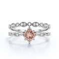 thumbnail image 1 of Dazzling Boho & hippie 1.75 Carat Round Morganite And Diamond Moissanite Engagement Ring, Wedding Ring in 925 Sterling Silver With 18k White Gold Plating, Affordable Gift, Bridal Set, Matching Band, 1 of 3