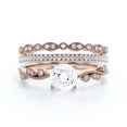 thumbnail image 1 of Dazzling Boho & hippie 2.25 Carat Round Cut Diamond Moissanite Classic Inspired Engagement Ring, Unique Twist Band Wedding Ring in 10k Solid Rose Gold, Gift For Her, Promise Ring, Two Matching Band, 1 of 3