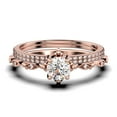 thumbnail image 1 of Dazzling Boho & hippie 2.25 Carat Round Diamond Moissanite Engagement Ring, Wedding Ring in 925 Sterling Silver With 18k Rose Gold Plating, Affordable Gift, Trio Set, Matching Band, 1 of 4