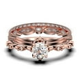 thumbnail image 1 of Dazzling Boho & hippie 2.25 Carat Round Diamond Moissanite Engagement Ring, Wedding Ring in 925 Sterling Silver With 18k Rose Gold Plating, Affordable Gift, Trio Set, Matching Band, 1 of 4