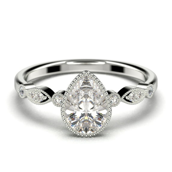 Dazzling Boho & hippiepie 1.25 Carat Pear Cut Diamond Moissanite Engagement Ring Classic Wedding Ring in 925 Sterling Silver With 18k White Gold Plating, Birthday Gift, Promise Ring, Anniversary Ring