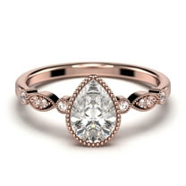 Dazzling Boho & hippiepie 1.25 Carat Pear Cut Diamond Moissanite Engagement Ring, Classic Wedding Ring in 925 Sterling Silver With 18k Rose Gold Plating, Birthday Gift, Promise Ring, Anniversary Ring