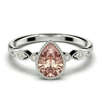 Dazzling Boho & hippiepie 1.25 Carat Pear Cut Morganite And Diamond Moissanite Engagement Ring, Classic Wedding Ring in 10k Solid White Gold, Birthday Gift, Promise Ring, Anniversary Ring