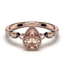 Dazzling Boho & hippiepie 1.25 Carat Pear Cut Morganite And Diamond Moissanite Engagement Ring, Classic Wedding Ring in 925 Sterling Silver With 18k Rose Gold Plating, Birthday Gift, Promise Ring