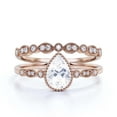 thumbnail image 1 of Dazzling Boho & hippiepie 1.75 Carat Pear Cut Diamond Moissanite Engagement Ring, Classic Wedding Ring, One Matching Band in 10k Solid Rose Gold, Birthday Gift, Promise Ring, Anniversary Ring, 1 of 3