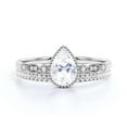 thumbnail image 1 of Dazzling Boho & hippiepie 1.75 Carat Pear Cut Diamond Moissanite Engagement Ring, Wedding Ring, One Matching Band in 925 Sterling Silver With 18k White Gold Plating, Birthday Gift, Promise Ring, 1 of 3
