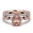 thumbnail image 1 of Dazzling Boho & hippiepie 1.75 Carat Pear Cut Morganite And Diamond Moissanite Engagement Ring, Classic Wedding Ring, One Matching Band in 10k Solid Rose Gold, Birthday Gift, Promise Ring, 1 of 3