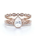thumbnail image 1 of Dazzling Boho & hippiepie 2.25 Carat Pear Cut Diamond Moissanite Engagement Ring, Classic Wedding Ring, Two Matching Band in 10k Solid Rose Gold, Birthday Gift, Promise Ring, Anniversary Ring, 1 of 3