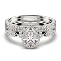 Dazzling Boho & hippiepie 2.25 Carat Pear Cut Diamond Moissanite Engagement Ring, Classic Wedding Ring, Two Matching Band in 10k Solid White Gold, Birthday Gift, Promise Ring