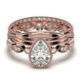 thumbnail image 1 of Dazzling Boho & hippiepie 2.25 Carat Pear Cut Diamond Moissanite Engagement Ring, Wedding Ring, Two Matching Band in 925 Sterling Silver With 18k Rose Gold Plating, Birthday Gift, 1 of 4