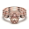 thumbnail image 1 of Dazzling Boho & hippiepie 2.25 Carat Pear Cut Morganite And Diamond Moissanite Engagement Ring, Classic Wedding Ring, Two Matching Band in 10k Solid Rose Gold, Birthday Gift, Promise Ring, 1 of 4