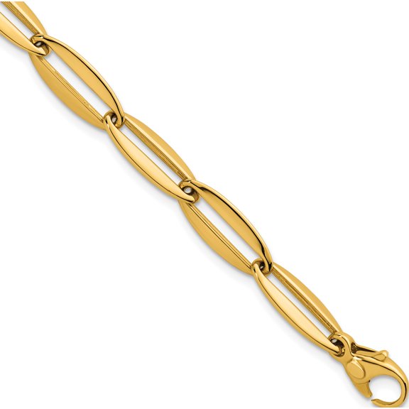 Dazzling Captivating Ethereal 14k Polished 7mm Long Oval Link 7.5 inch Bracelet Treasure-worthy Stylish Enchanting