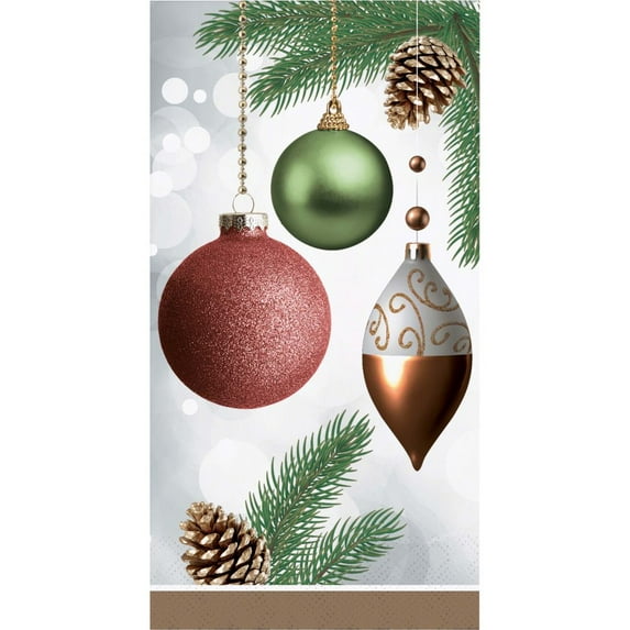 Dazzling Christmas Ornaments 3-Ply Guest Paper Dinner Napkins 16 Per Pack