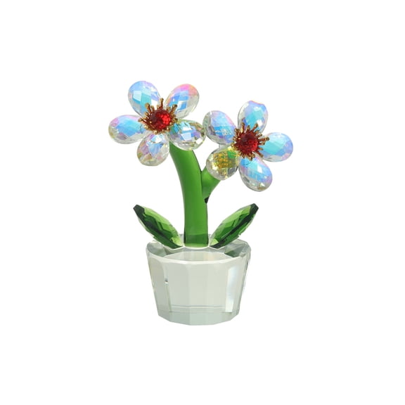 Dazzling Color Crystal Flower Figurine,Crystal Flower Gifts for Mom Wife Girlfriend,Crystal Glass Flower Ornaments for Home Office Tabletop CenterpiecesTwo Flowers