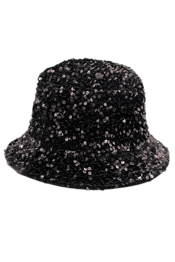 Dazzling Color Sequins Bucket Hat Multicolor Foldable Wide Brim Hat Cool Cap