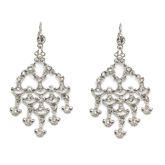 Elegant Crystal Chandelier Drop Earrings - 3 Inch Vintage Style Statement Dangle Earrings for Wedding, Prom, Special Occasions Jewelry Earring Silver