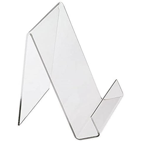 Dazzling Displays Book Easel 8.5 by 11 Slant Back with Lip Paper Stand, Clear Tablet Holder, Thick Acrylic Stand Open Ended Portrait'sized Literature Display for Home, Office, Business,