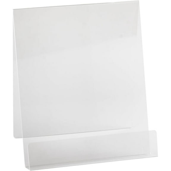 Dazzling Displays Book Easel 8.5 by 11 Slant Back with Lip Paper Stand, Clear Tablet Holder, Thick Acrylic Stand Open Ended Portrait Sized Literature Display for Home, Office, Business, School (15)