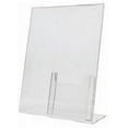 thumbnail image 1 of Dazzling Displays Clear Acrylic Sign Holder 8.5 x 11 with Attached 4 x 9 Tri-Fold Brochure Holder, Slanted Design, 10-Pack, 1 of 2