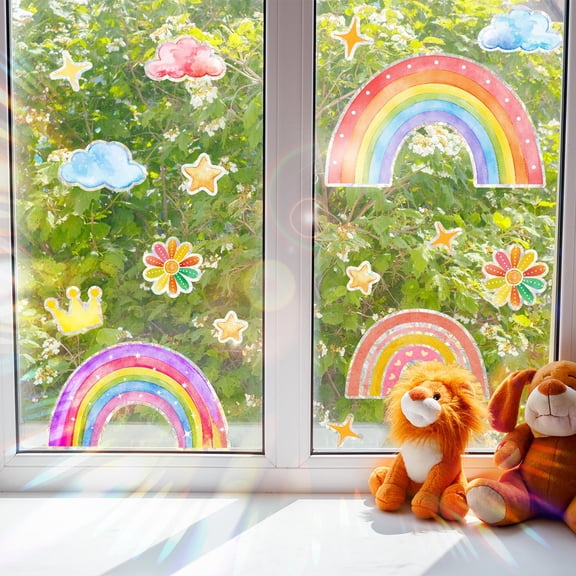 Dazzling Double-Sided iridescence Cloud Window Stickers - Reusable & Fun Decor!