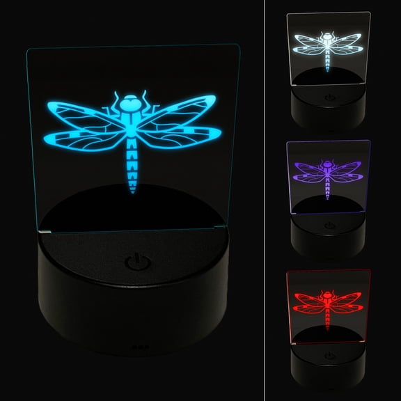Dazzling Dragonfly Dasher Darner Insect LED Night Light Sign 3D Illusion Desk Nightstand Lamp
