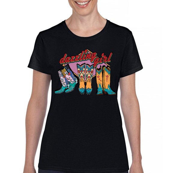 Dazzling Girl T-Shirt Blessed and Lucky Cowgirl Cute South Vintage Retro American Heritage Tradition Women's Tee