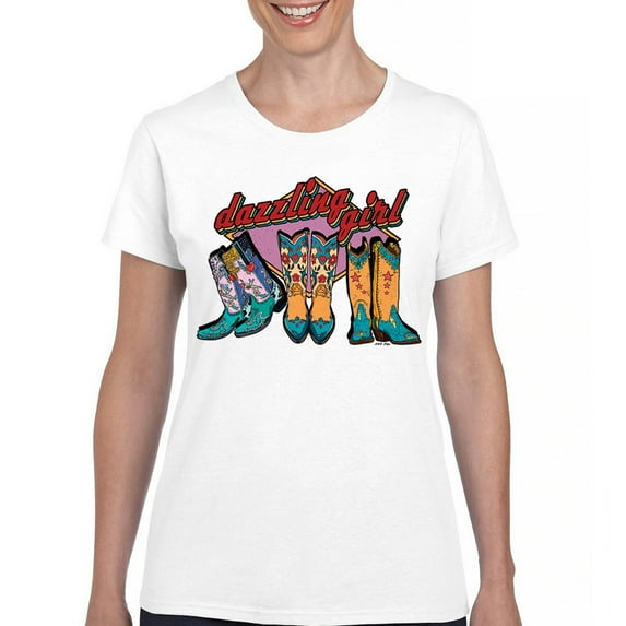 Dazzling Girl T-Shirt Blessed and Lucky Cowgirl Cute South Vintage Retro American Heritage Tradition Women's Tee