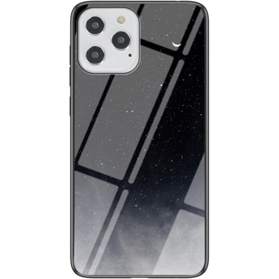 Dazzling Glass Starry Sky Pattern Phone Case for 15 iPhone Plus/Pro Max, Light and Thin Full Protective Shell, Unique Colored Back Cover Black