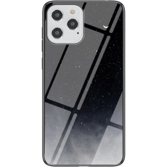 Dazzling Glass Starry Sky Pattern Phone Case for 15 iPhone Plus/Pro Max, Light and Thin Full Protective Shell, Unique Colored Back Cover Black