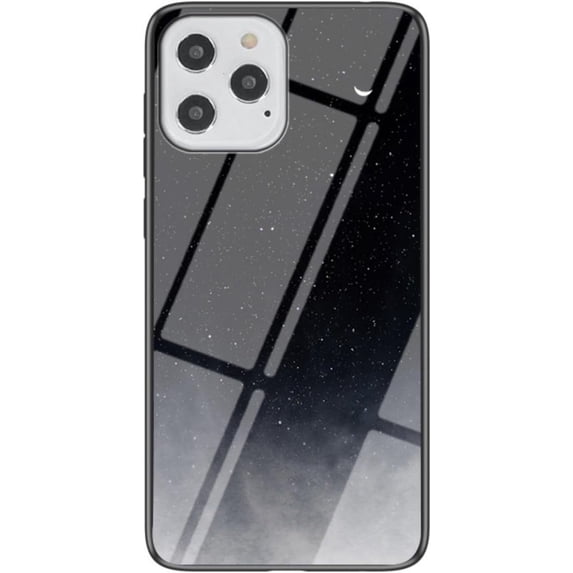 Dazzling Glass Starry Sky Pattern Phone Case for iPhone 14 13 12 11 Pro Max Plus, Light and Thin Full Protective Shell, Unique Colored Back Cover(Black,12 Pro Max)