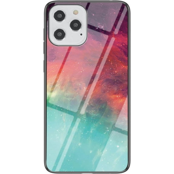 Dazzling Glass Starry Sky Pattern Phone Case for iPhone 14 13 12 11 Pro Max Plus, Light and Thin Full Protective Shell, Unique Colored Back Cover(Red,12 Pro Max)