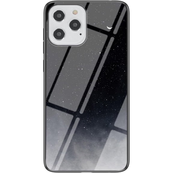 Dazzling Glass Starry Sky Pattern Phone Case for iPhone X XS XR SE 8 7 6 6S Max Plus, Light and Thin Full Protective Shell, Unique Colored Back Cover(Black,7/8 Plus)