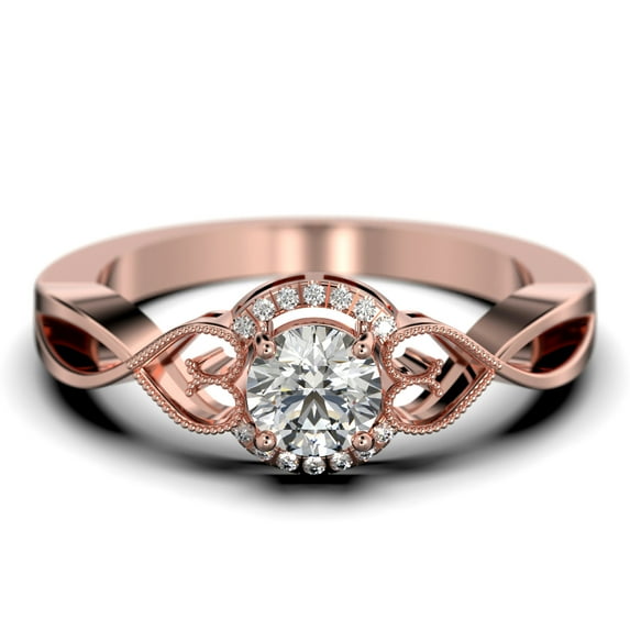 Dazzling Half Halo 1.25 Carat Round Cut Diamond Moissanite Engagement Ring Wedding Ring in 10k Solid Rose Gold, Gift For Her, Promise Ring, Anniversary Ring