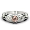 thumbnail image 1 of Dazzling Half Halo 1.25 Carat Round Cut Morganite And Diamond Moissanite Engagement Ring Wedding Ring in 925 Sterling Silver With 18k White Gold Plating, Gift For Her, Promise Ring, Anniversary Ring, 1 of 3