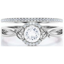 Dazzling Half Halo 1.75 Carat Round Cut Diamond Moissanite Engagement Ring Wedding Ring in 10k Solid White Gold, Gift For Her, Promise Ring, Anniversary Ring, Bridal Set, Matching Band