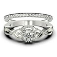 thumbnail image 1 of Dazzling Half Halo 1.75 Carat Round Cut Diamond Moissanite Engagement Ring Wedding Ring in 10k Solid White Gold, Gift For Her, Promise Ring, Anniversary Ring, Bridal Set, Matching Band, 1 of 4