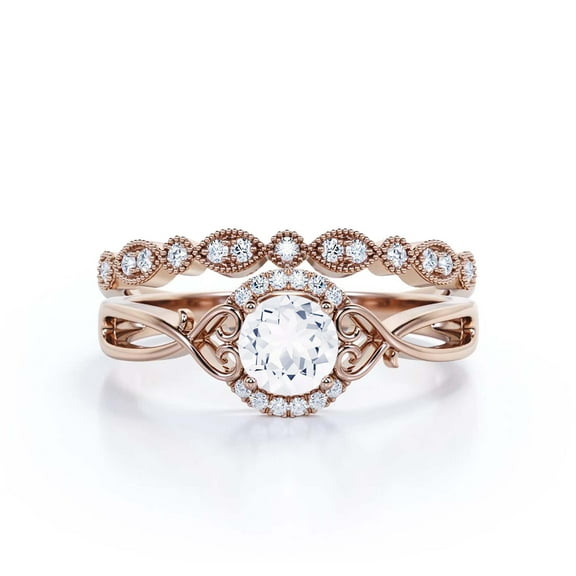 Dazzling Half Halo 1.75 Carat Round Cut Diamond Moissanite Engagement Ring Wedding Ring in 925 Sterling Silver With 18k Rose Gold Plating, Gift For Her, Promise Ring, Bridal Set, Matching Band