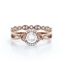 Dazzling Half Halo 1.75 Carat Round Cut Diamond Moissanite Engagement Ring Wedding Ring in 925 Sterling Silver With 18k Rose Gold Plating, Gift For Her, Promise Ring, Bridal Set, Matching Band