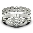 thumbnail image 1 of Dazzling Half Halo 2.25 Carat Round Cut Diamond Moissanite Engagement Ring Wedding Ring in 925 Sterling Silver With 18k White Gold Plating, Promise Ring, Trio Set, Matching Band, 1 of 4