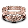 thumbnail image 1 of Dazzling Half Halo 2.25 Carat Round Cut Morganite And Diamond Moissanite Engagement Ring Wedding Ring in 10k Solid Rose Gold, Gift For Her, Promise Ring, Anniversary Ring, Trio Set, Matching Band, 1 of 4
