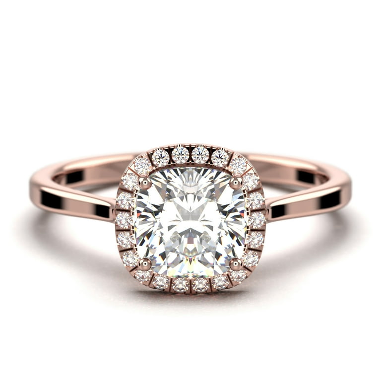 Dazzling Halo 1.55 Carat Cushion Cut Diamond Moissanite Engagement